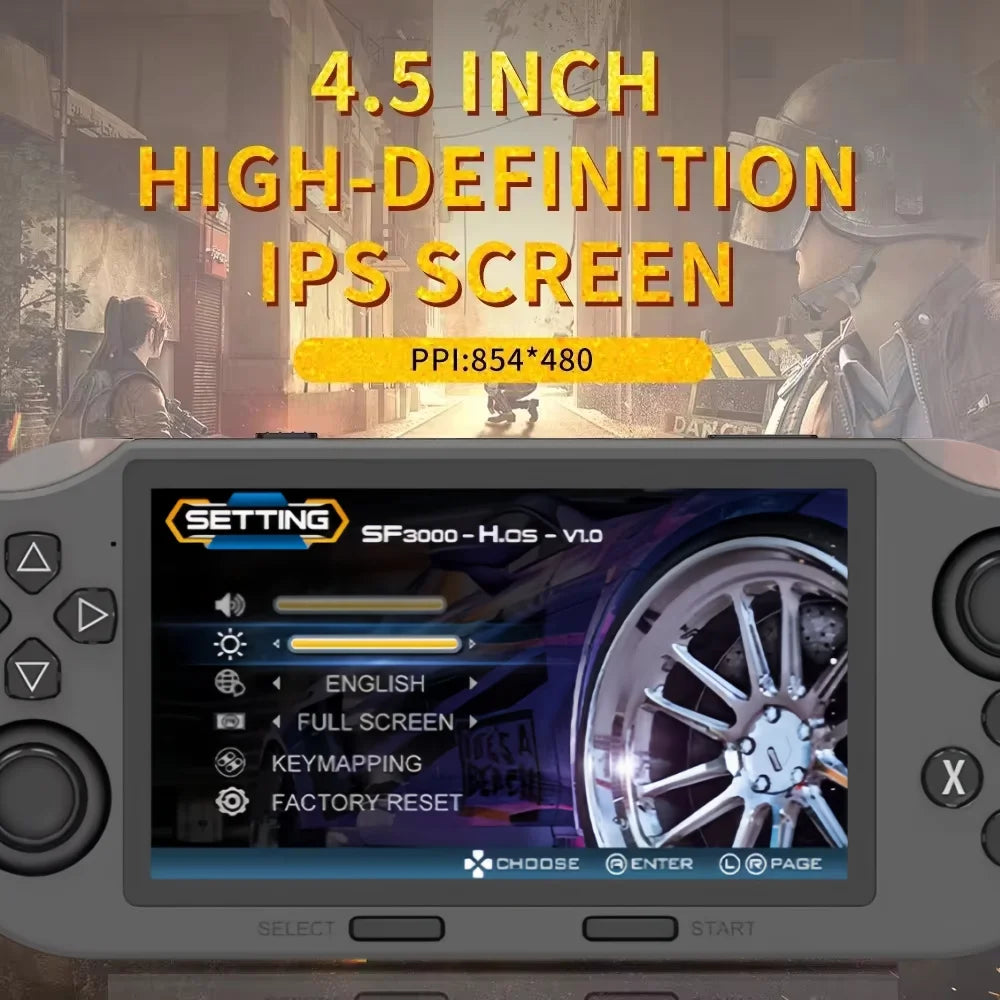 SF3000 Console de jeu vidéo Portable rétro système Linux 4.5 pouces 854*480 écran IPS 3000mAh lecteur vidéo de poche Portable jeux